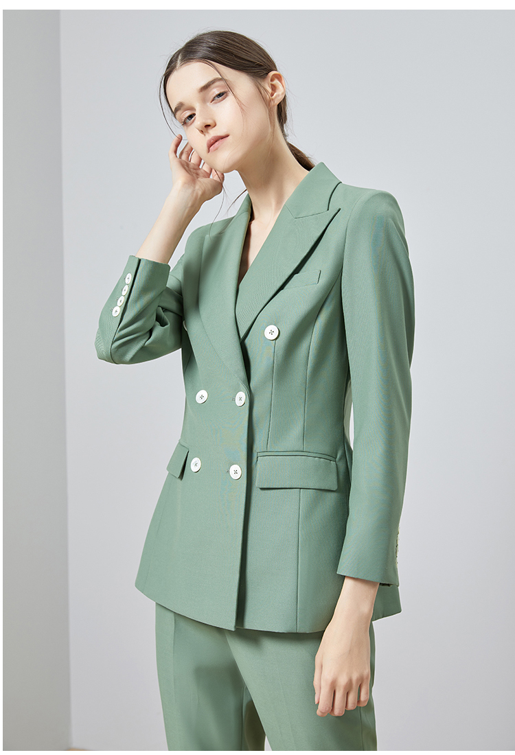 高露同款绿色西服女修身时尚洋气气质主持人西装二件套